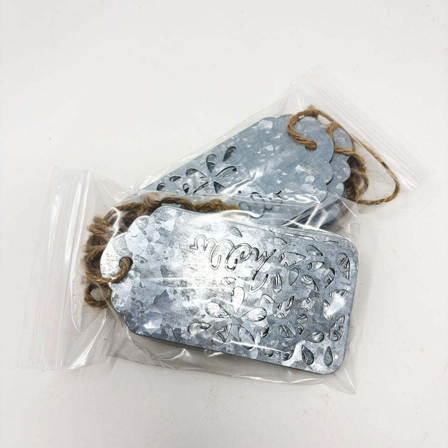 Metal Tin Hello Tags- 5" Across 10ct