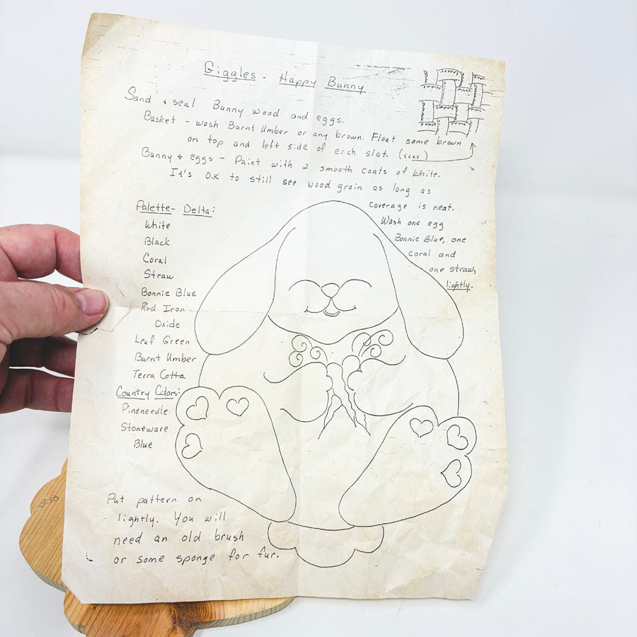 Giggles-Happy Bunny Unfinished Wooden Cutout w/ Instructions