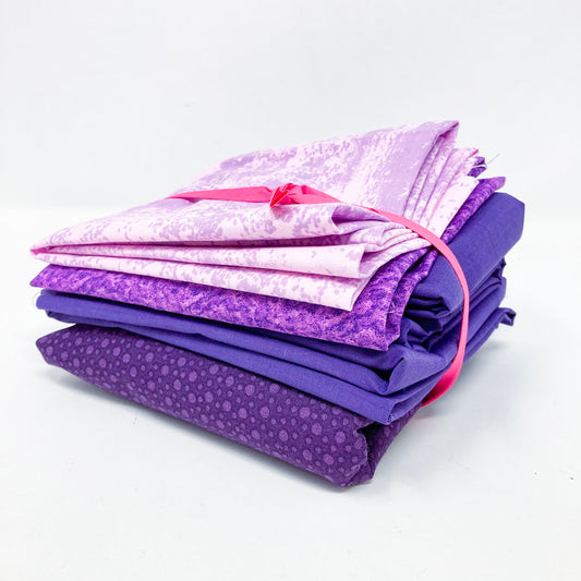 Purple Solid & Pattern Fabric Bundle