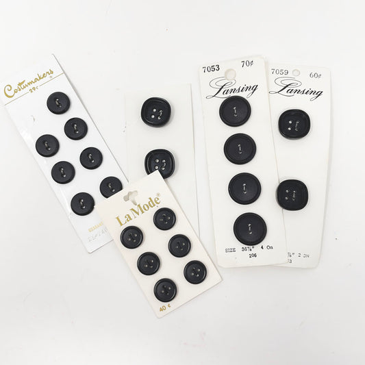 Vintage Matte Black Carded Button Pack