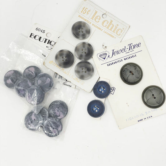 Vintage Shades of Gray Carded Button Pack