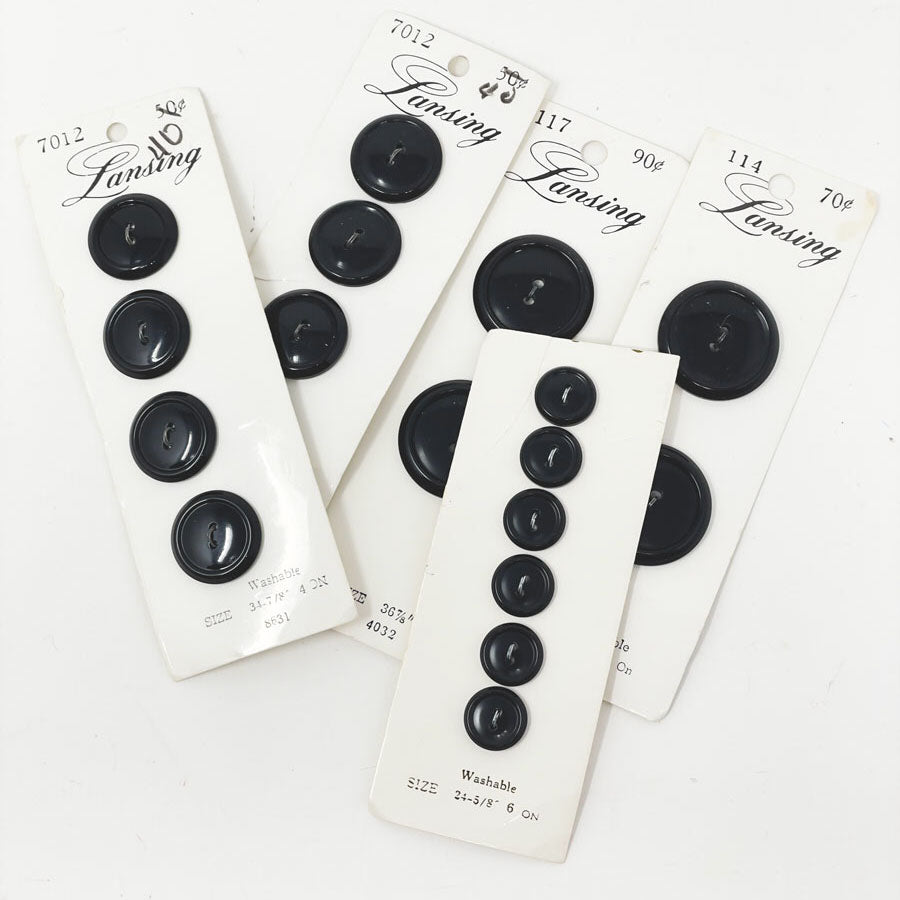 Shiny Black Carded Button Pack