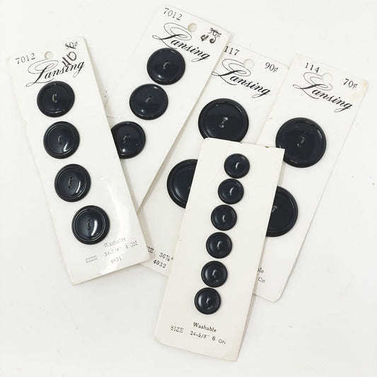 Shiny Black Carded Button Pack