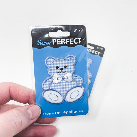 Blue Gingham Teddy Patch
