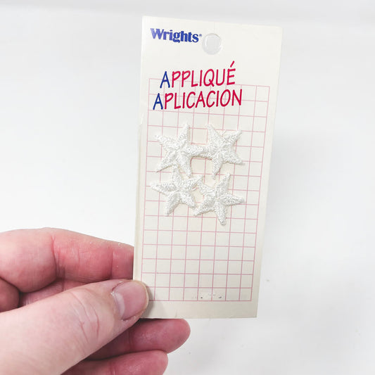 4 White Star Patches Pack