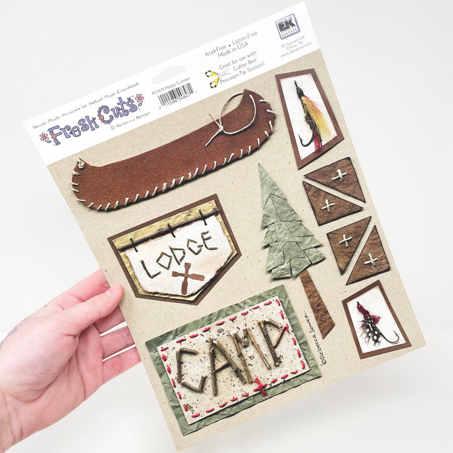 EK Success Fresh Cuts Paper Embellishments - Happy Camper