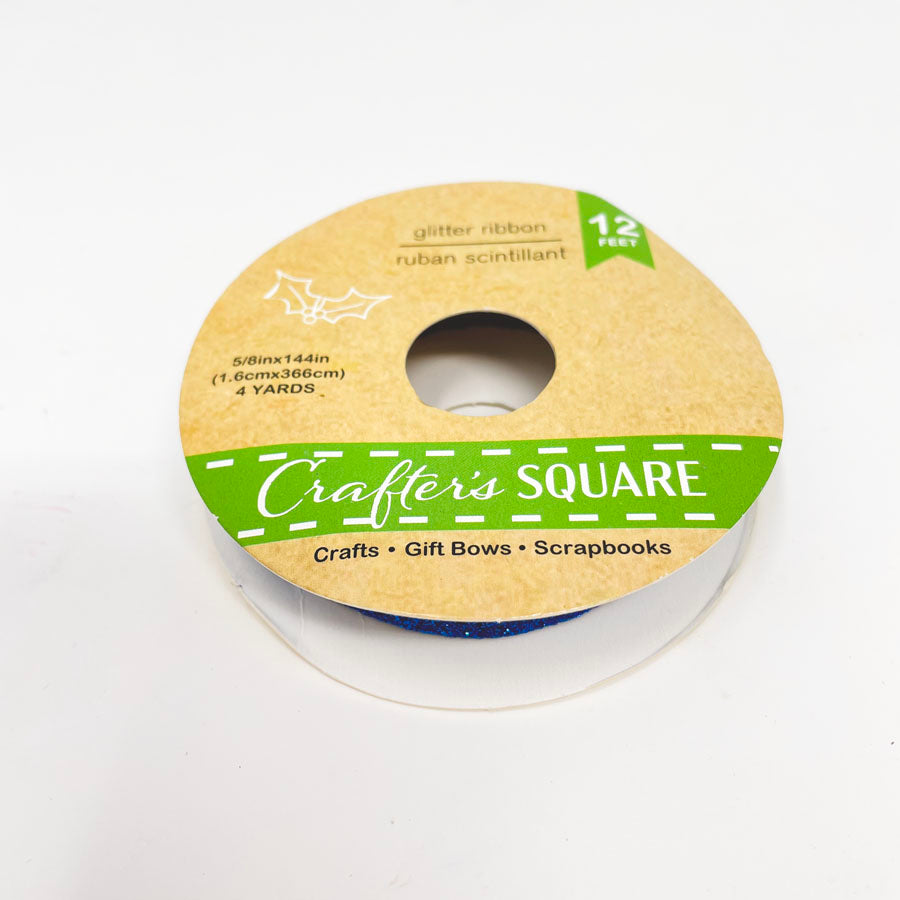 Crafter's Square Blue Glitter Ribbon 5/8in