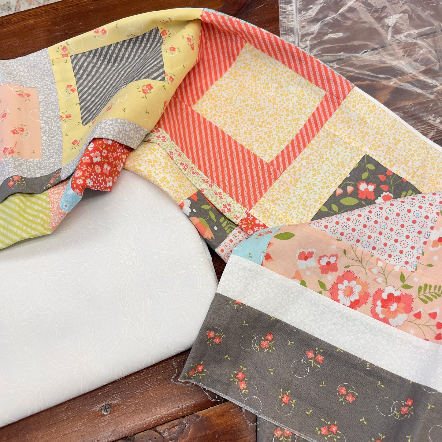 Peach Colored Quilt Top with Backing