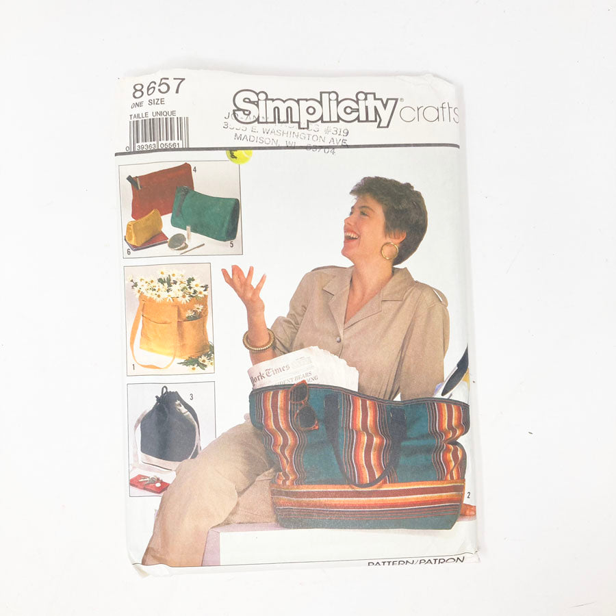 Simplicity 8657 Sewing Pattern - Set of Bags (6) - 1988