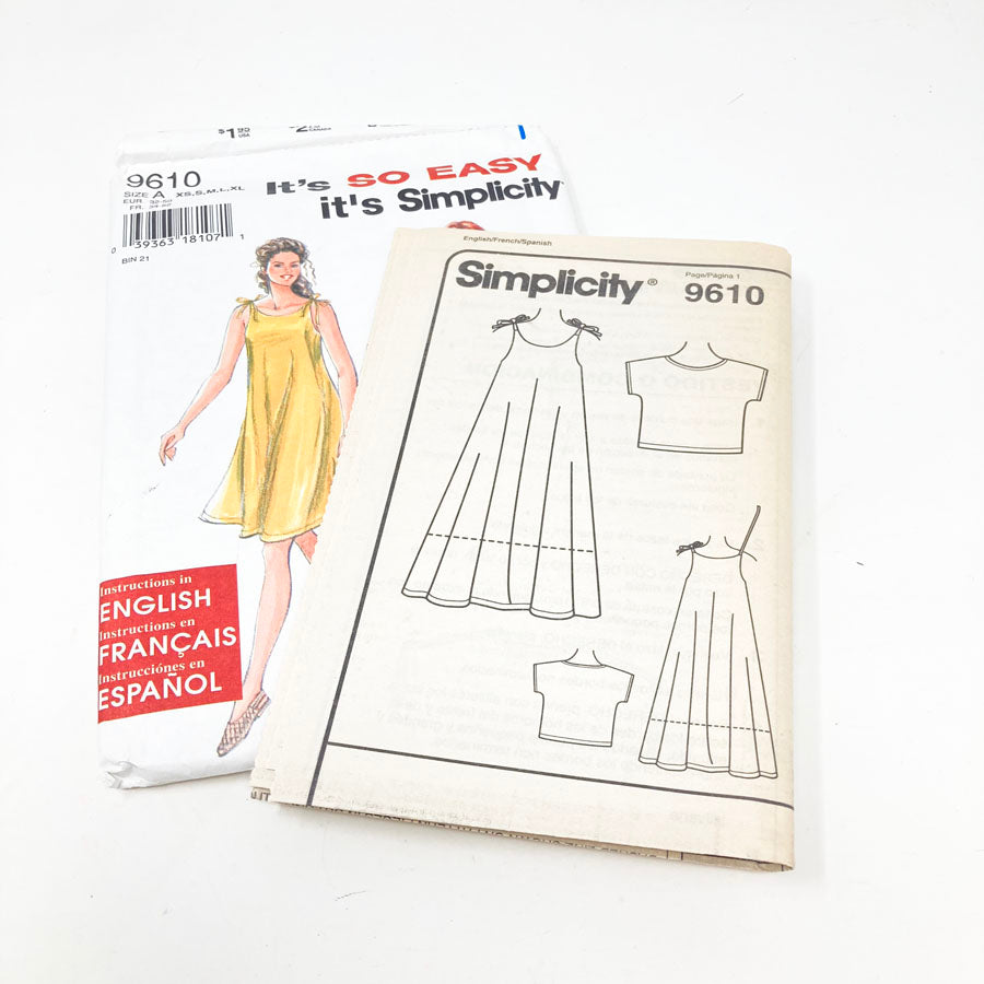 Simplicity 9610 Sewing Pattern - Dress (XS-XL) - 1995
