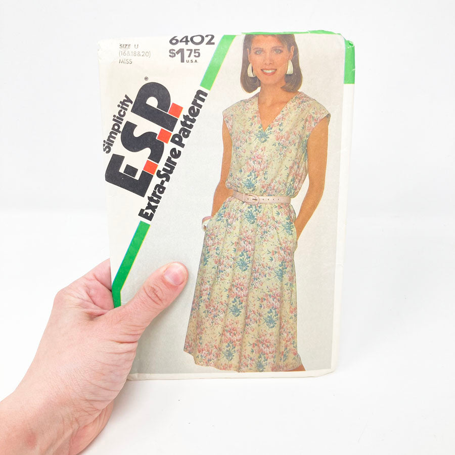 Simplicity E.S.P. 6402 Sewing Pattern - Dress (16-20) - 1984