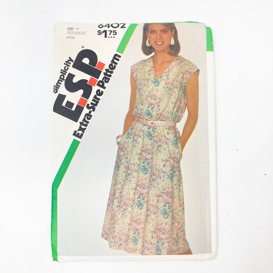 Simplicity E.S.P. 6402 Sewing Pattern - Dress (16-20) - 1984