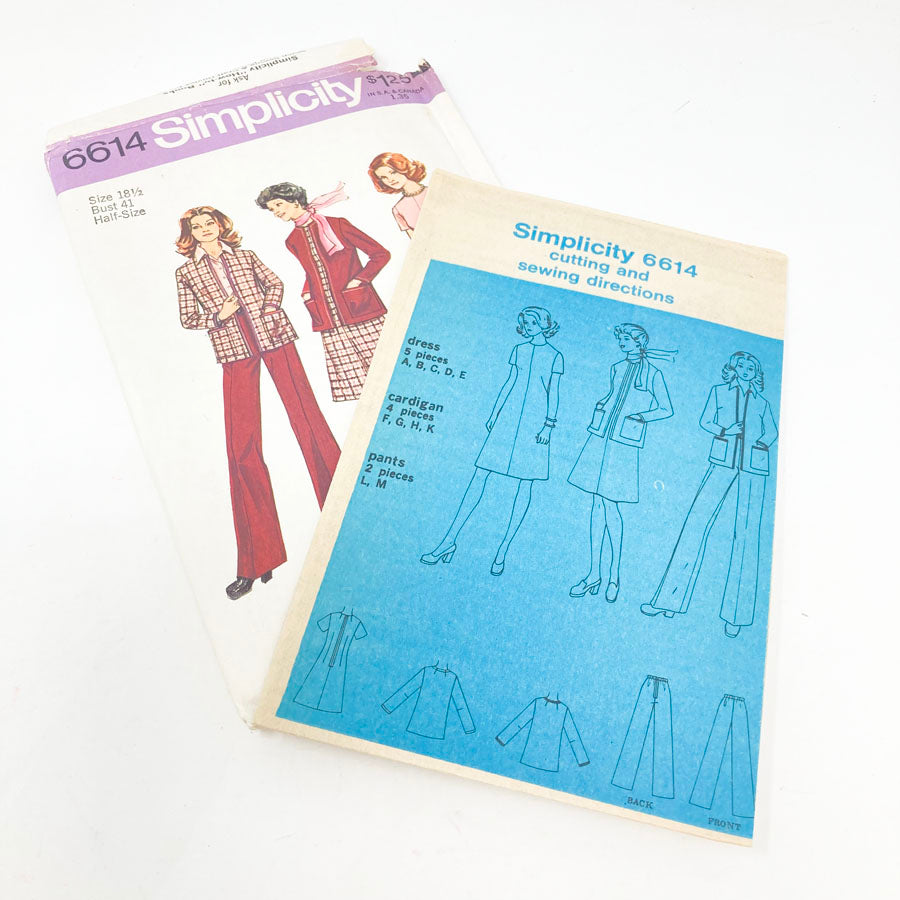 Simplicity 6614 Sewing Pattern - Outfit (18-1/2) - 1974
