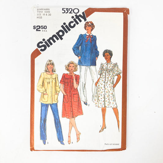 Simplicity 5320 Sewing Pattern - Top/Dress (18-20) - 1981