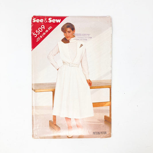 See & Sew Butterick 5509 Sewing Pattern - Dress (16-20) - 1986