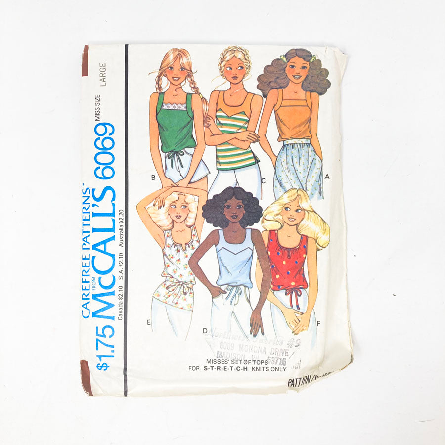 McCall's 6069 Sewing Pattern - Misses Top (Large) - 1978