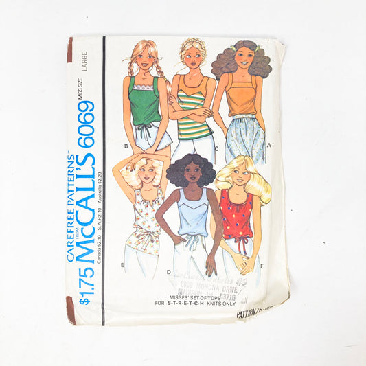 McCall's 6069 Sewing Pattern - Misses Top (Large) - 1978