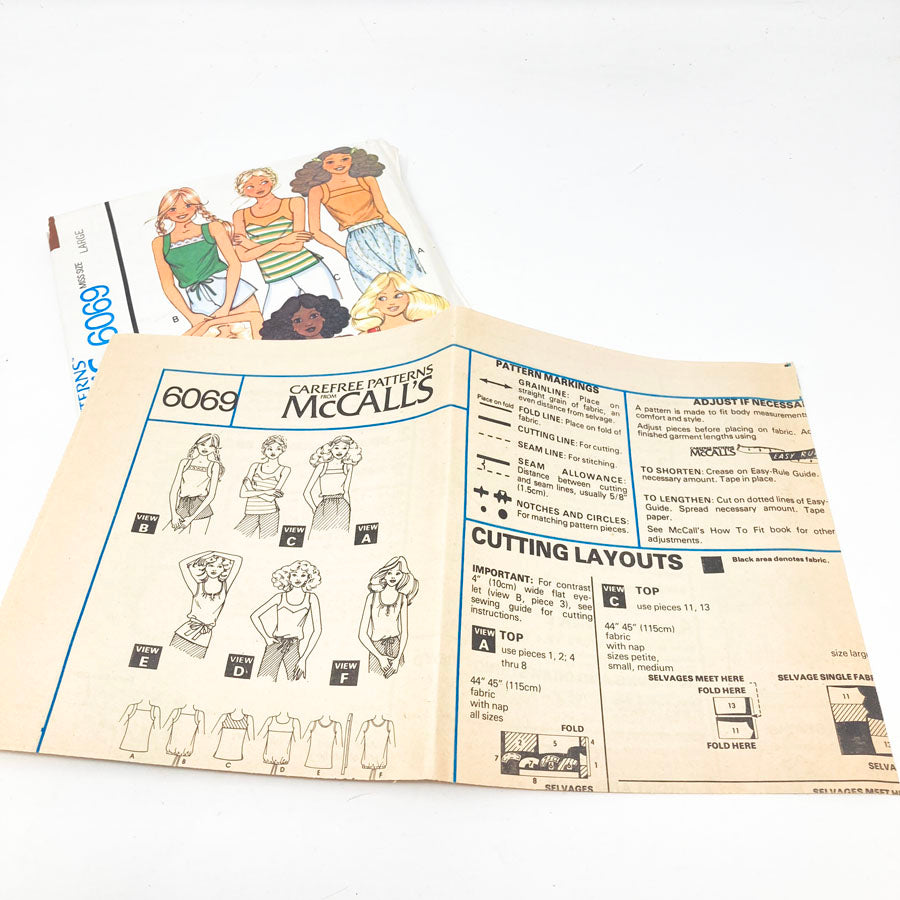 McCall's 6069 Sewing Pattern - Misses Top (Large) - 1978