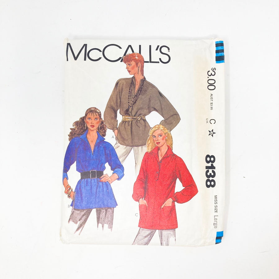 McCall's 8138 Sewing Pattern - Top (Large) - 1982