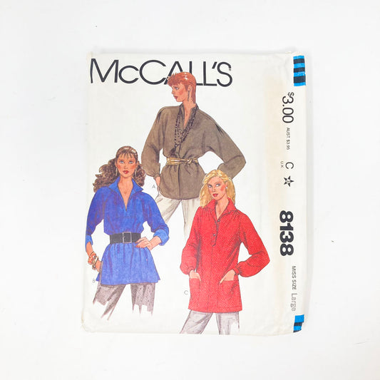 McCall's 8138 Sewing Pattern - Top (Large) - 1982
