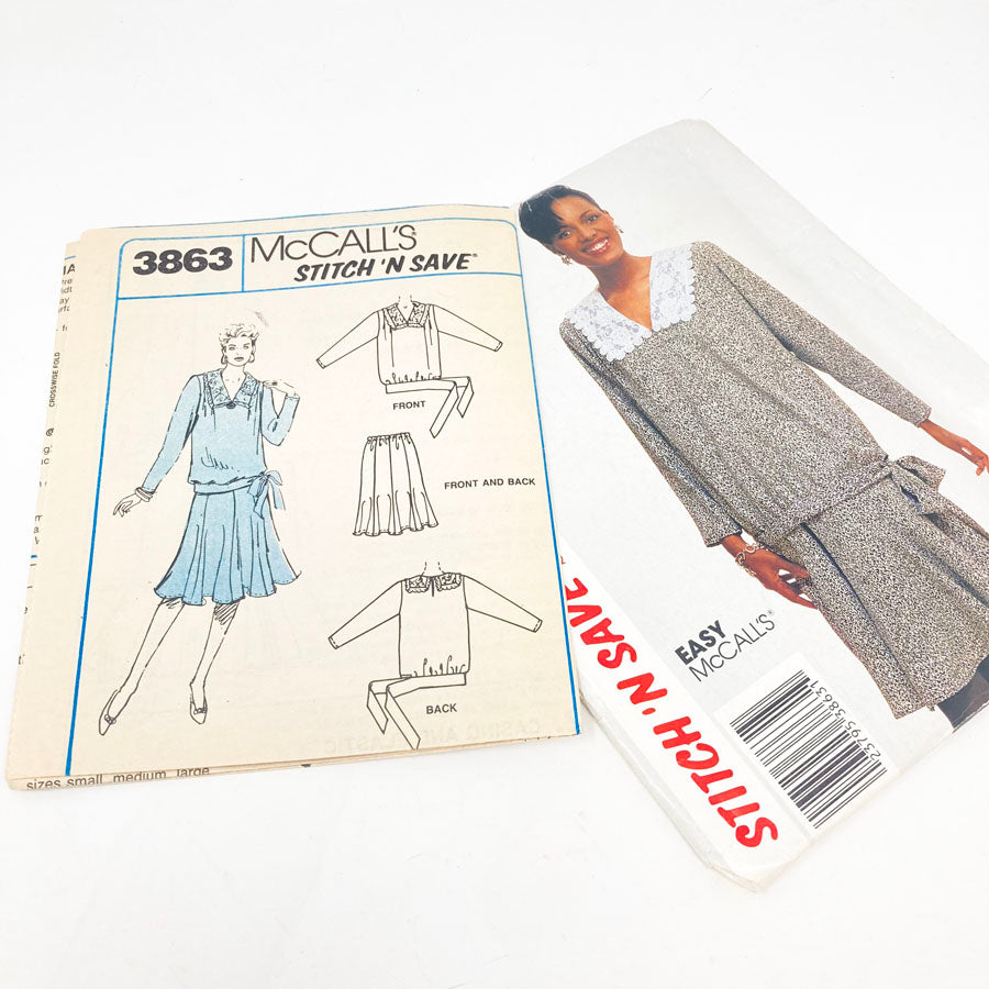 McCall's Stitch 'N Save 3863 Sewing Pattern - Outfit (Sm-Md) - 1988