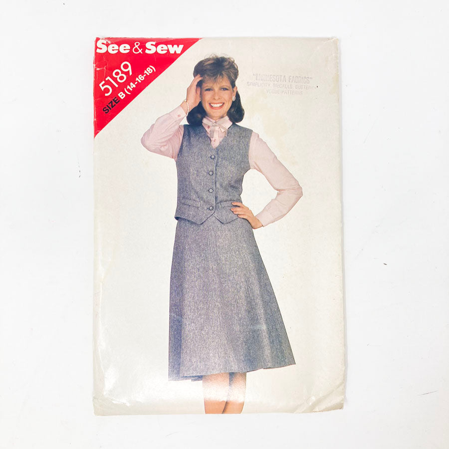 See & Sew Butterick 5189 Sewing Pattern - Outfit (14-18) - 1980s