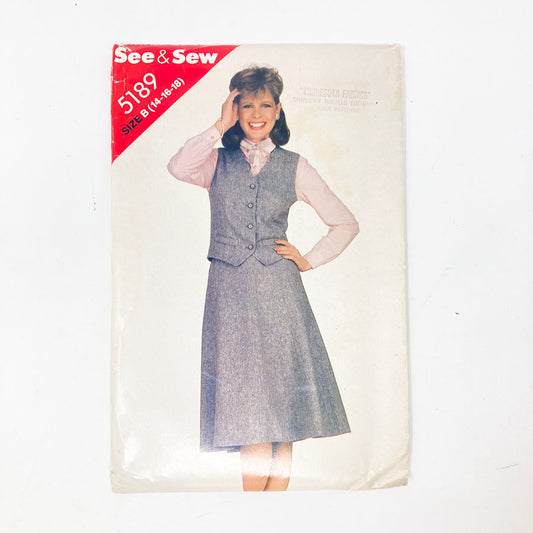 See & Sew Butterick 5189 Sewing Pattern - Outfit (14-18) - 1980s