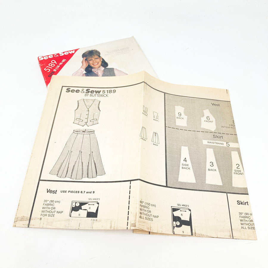 See & Sew Butterick 5189 Sewing Pattern - Outfit (14-18) - 1980s