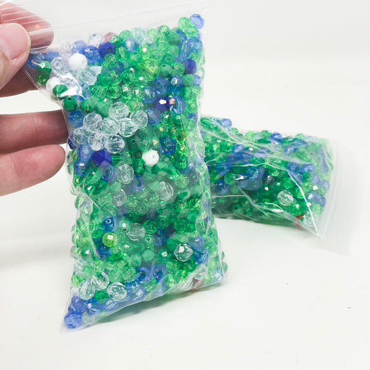Blue/Green/White Round Bead Bundle