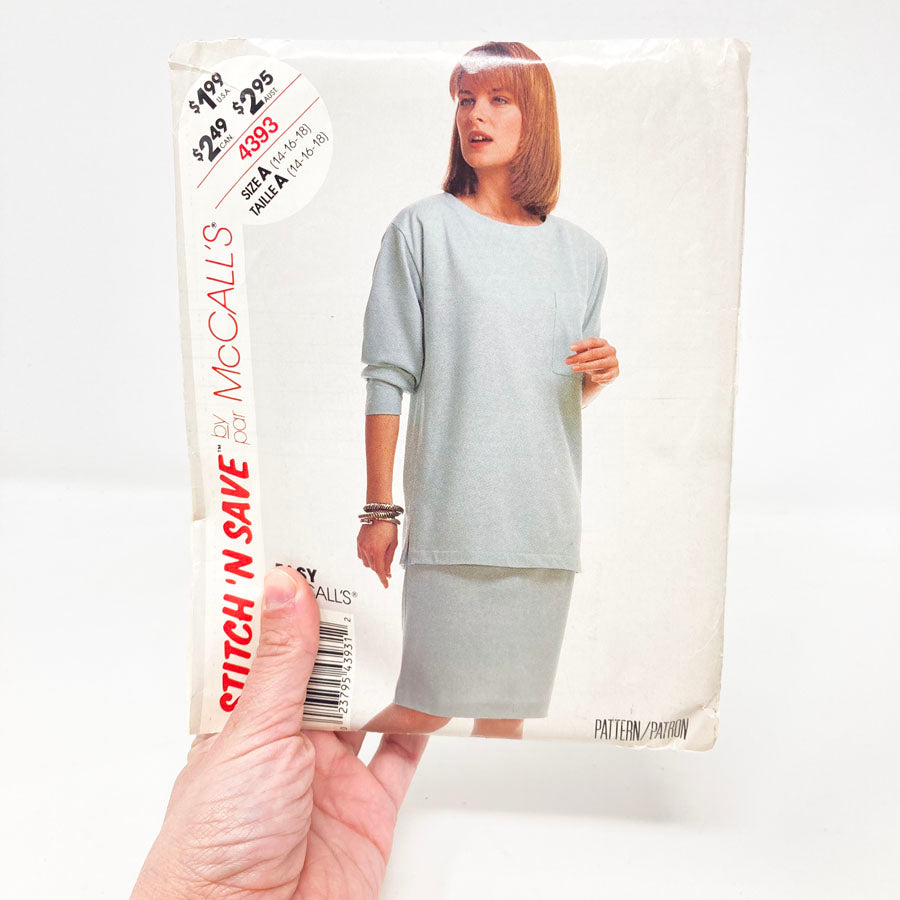 McCall's Stitch 'N Save 4393 Sewing Pattern - Outfit (14-18) - 1989