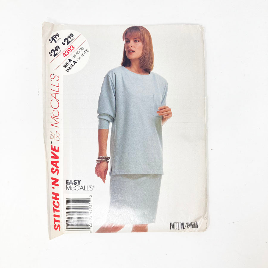 McCall's Stitch 'N Save 4393 Sewing Pattern - Outfit (14-18) - 1989