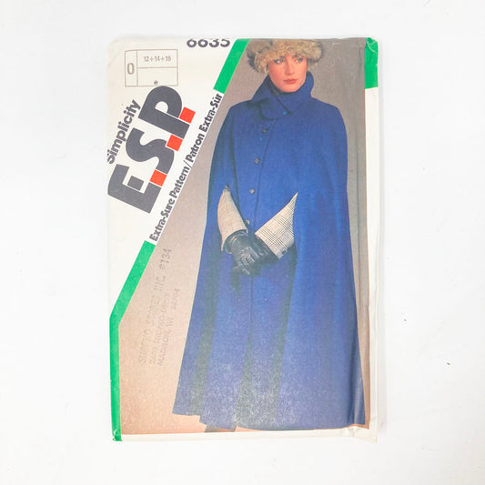 Simplicity E.S.P. 6635 Sewing Pattern - Coat (12-16) - 1984
