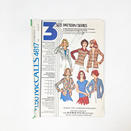 McCall's 4617 Sewing Pattern - Top (16-20) - 1975