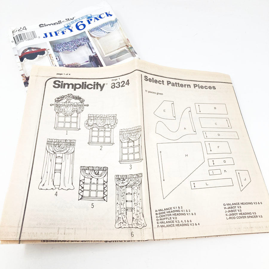 Simplicity 8324 Sewing Pattern - Curtains Jiffy 6-Pack