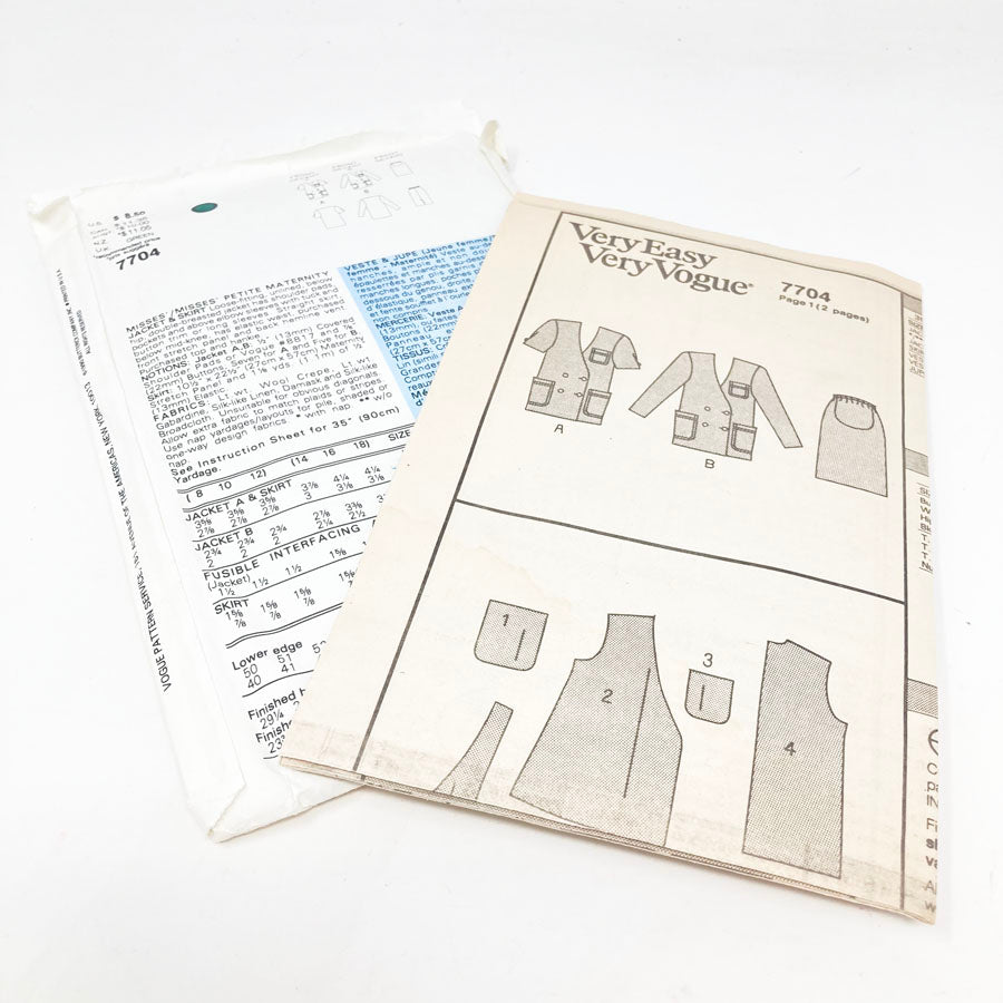 Very Vogue 7704 Sewing Pattern - Suit (14-18) - 1990