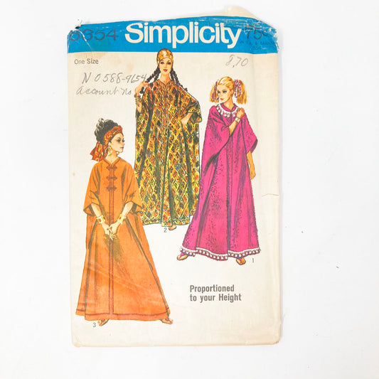 Simplicity 8354 Sewing Pattern - Caftan (One Size) - 1969