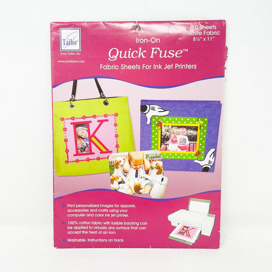 Tailor Iron-On Quick Fuse Fabric Sheets for Ink Jet Printers - 2 sheets