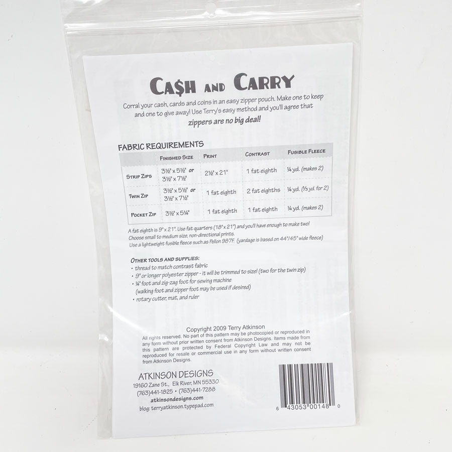 Atkinson Designs Cash and Carry Sewing Pattern