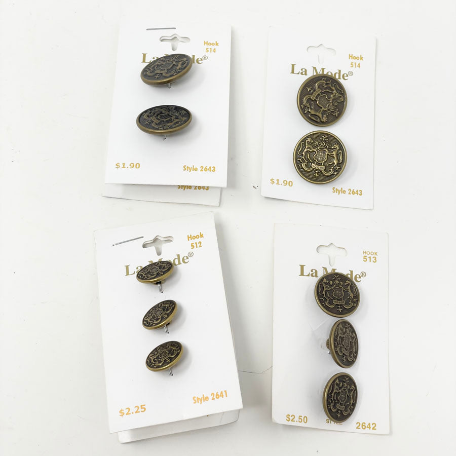 La Mode for Concord House- Crest design buttons-various sizes
