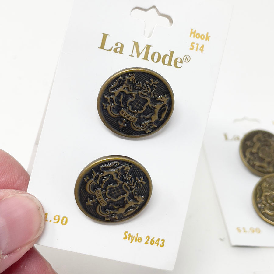 La Mode for Concord House- Crest design buttons-various sizes
