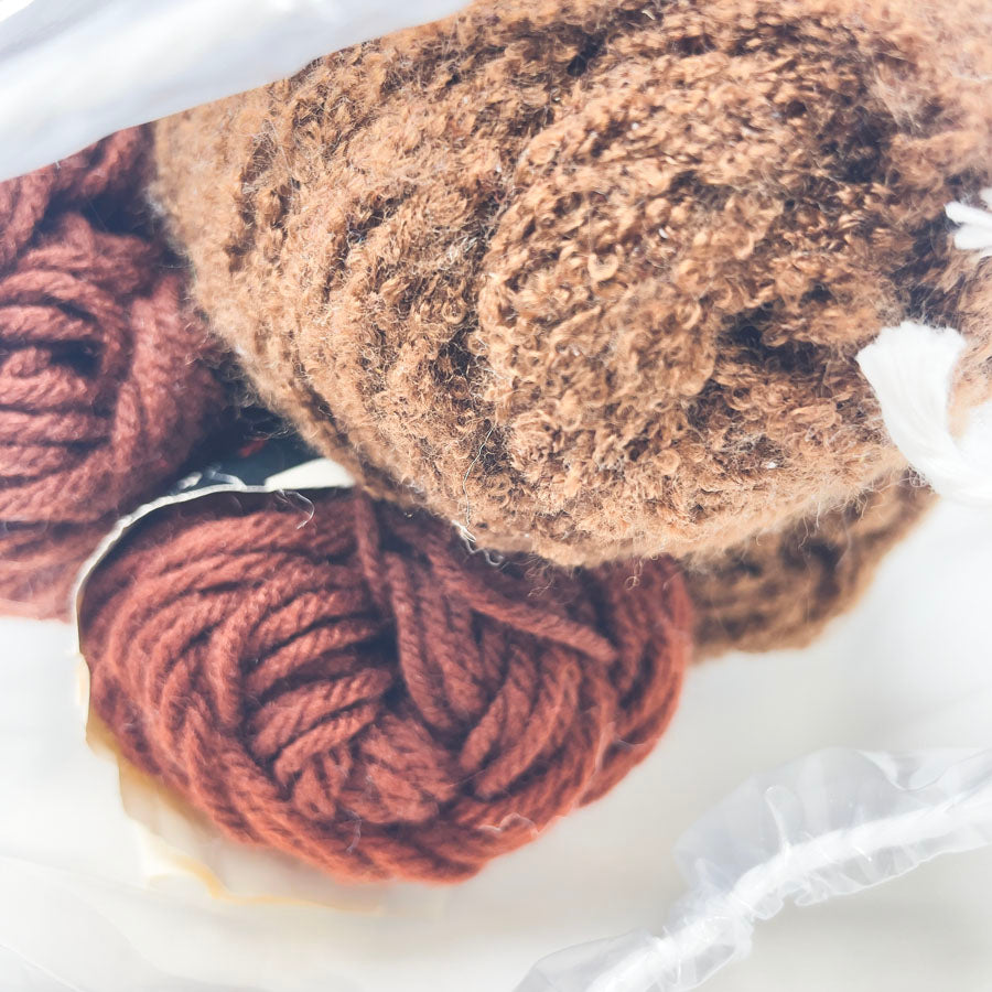 Wood & Nubby Brown Acrylic Yarn Bundle