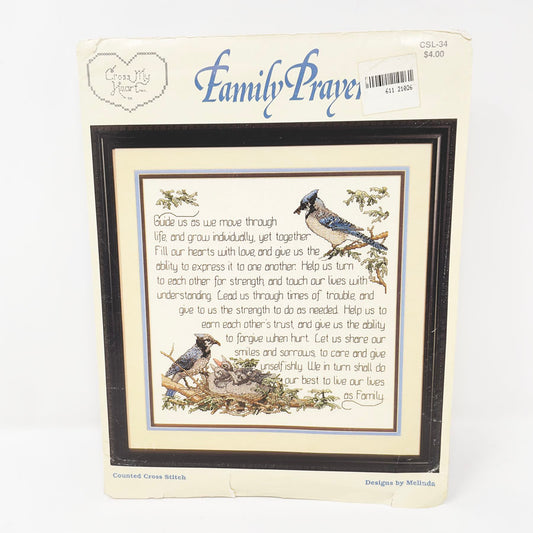 Cross My Heart Family Prayer Cross Stitch Pattern