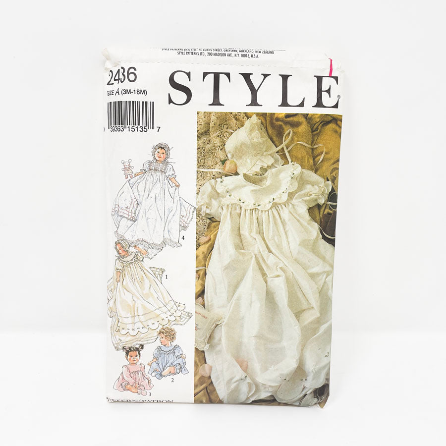 Style 2436 Sewing Pattern - Infant Christening Gown (3m-18m)