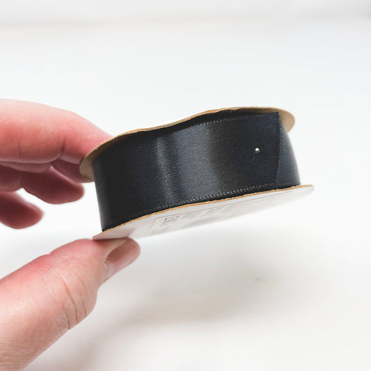 7/8" Black Poly Satin Ribbon Spool