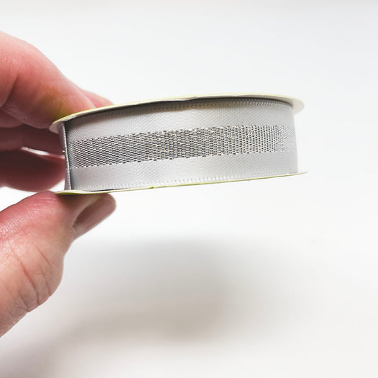 Floral Garden Silver Metallic Stripe Ribbon Spool