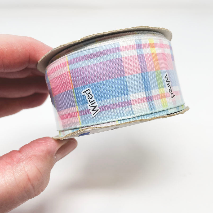 Wired Pastel Plaid Ribbon Spool
