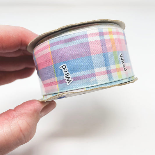 Wired Pastel Plaid Ribbon Spool