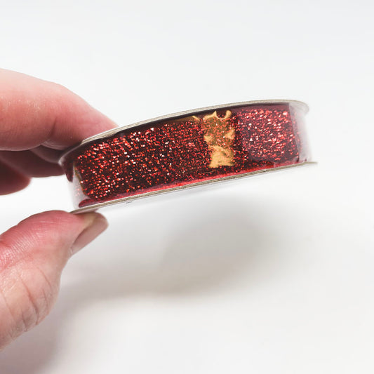 5/8" Red Glitter Ribbon Spool