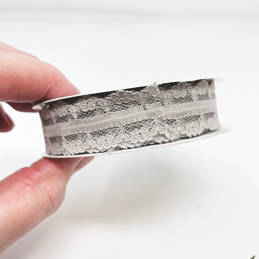 Save The Date Gray Lace Ribbon Spool