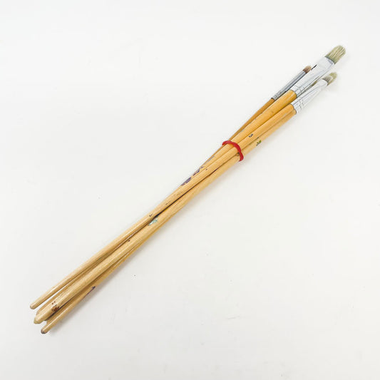 Long Handled Bristle Paintbrushes - 6 Pack